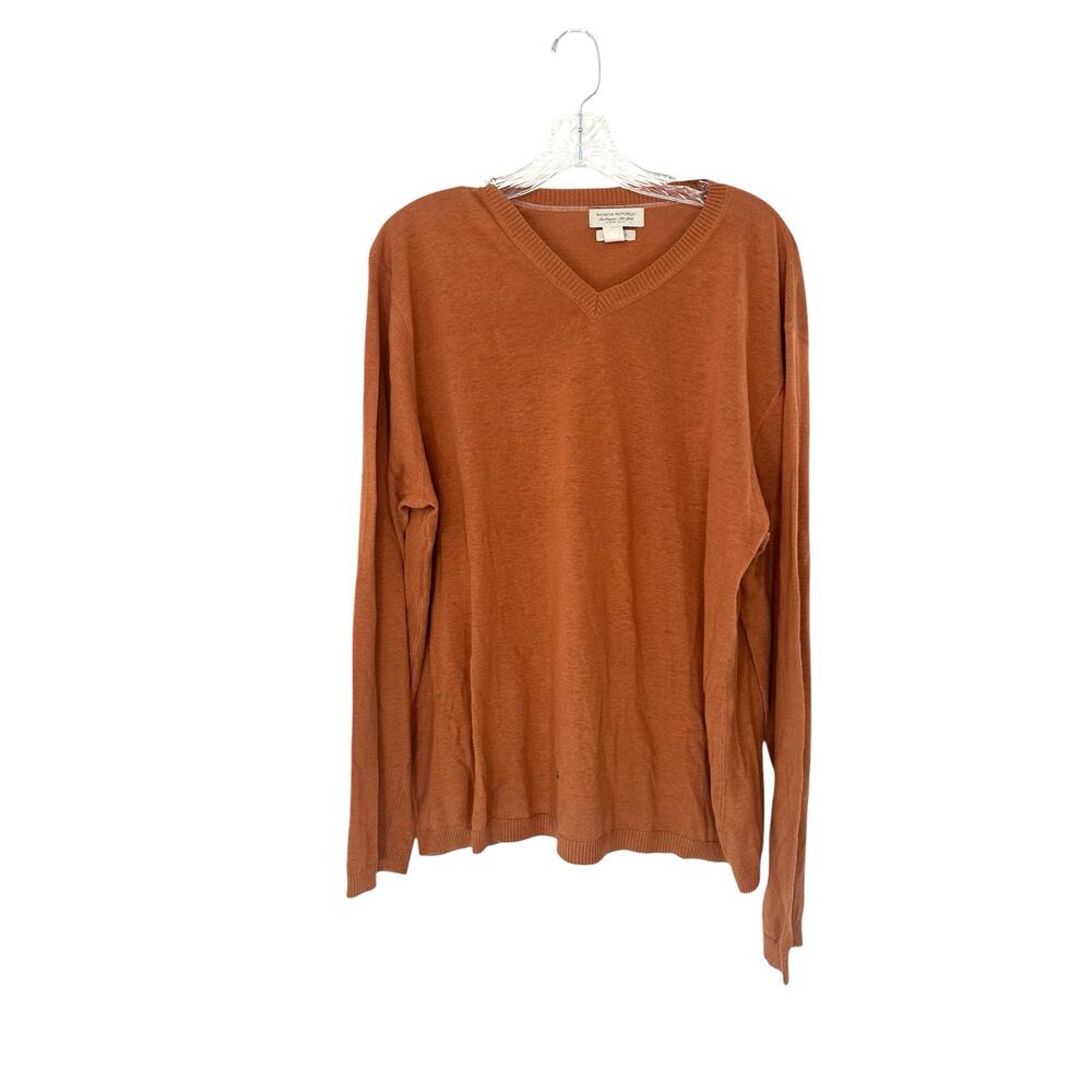 Banana Republic Sweater Men's Orange Silk Linen V-Neck Long Sleeve‎ Knit Large